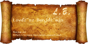 Lovász Benjámin névjegykártya