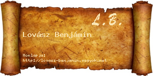 Lovász Benjámin névjegykártya